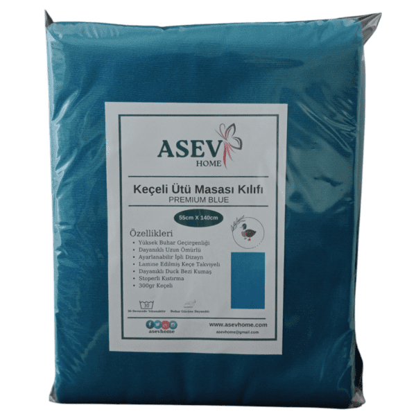 Premium Blue Keçeli Ütü Masası Kılıfı 55x140cm - Görsel 4