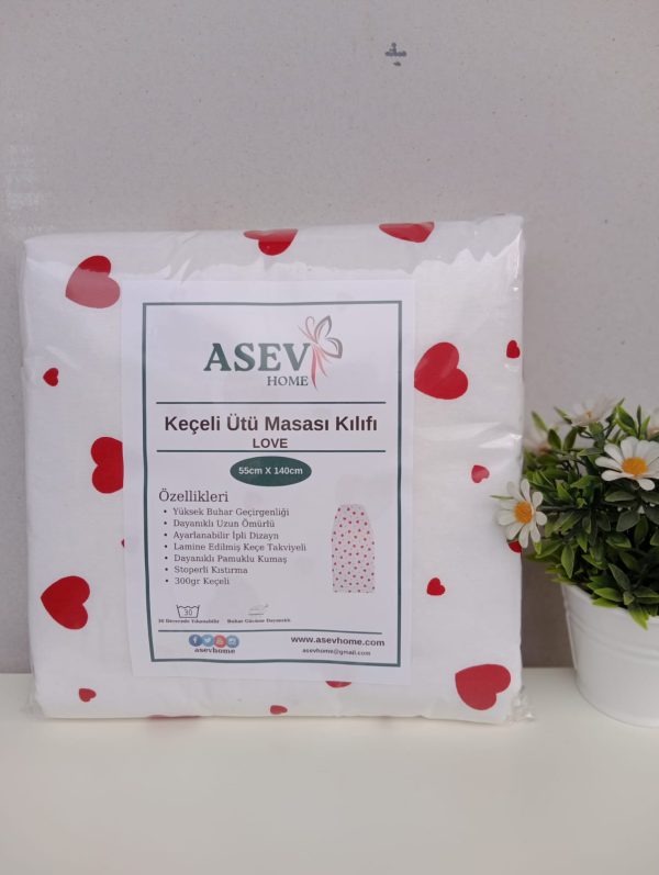 Love Keçeli Ütü Masası Kılıfı 55x140cm - Görsel 5